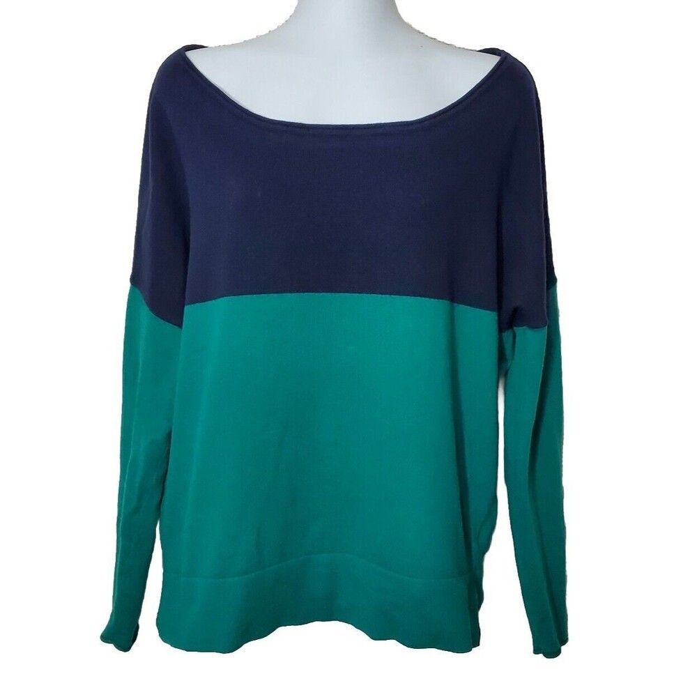 Banana Republic Sweater Womens Small Black Green Colorblock Ribbed Tunic